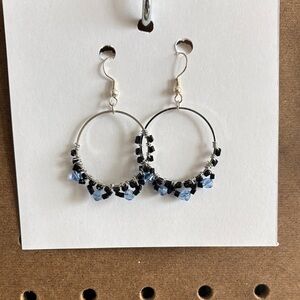 Elegant Silver and Black Hoop Earrings